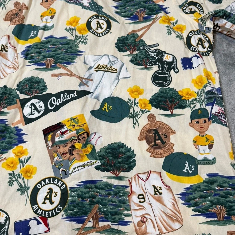 VTG Reyn Spooner Shirt Mens M Oakland‎ Athletics MLB Hawaiian Sportswear RARE - Picture 6 of 8